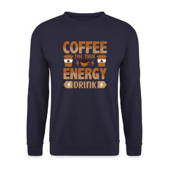 Kaffee Sarkasmus Freunde Glück Freude Cappuccino - Unisex Pullover - Navy - Vorne - Alina (178cm) & Michal (187cm)