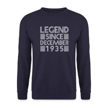 Legends birthday December 1935 born gift - Unisex Sweatshirt - navy - Front - Alina (178cm) & Michal (187cm)