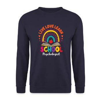 School Psychologist Gift School Psychology Therapy - Unisex Sweatshirt - navy - Front - Alina (178cm) & Michal (187cm)
