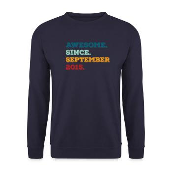 Anniversaire Septembre 2015 Naissance Année de naissance - Sweat-shirt Unisexe - marine - Devant - Alina (178cm) & Michal (187cm)