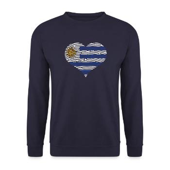 Uruguay Flagge Herz Lateinamerika Reisen Urlaub - Unisex Pullover - Navy - Vorne - Alina (178cm) & Michal (187cm)