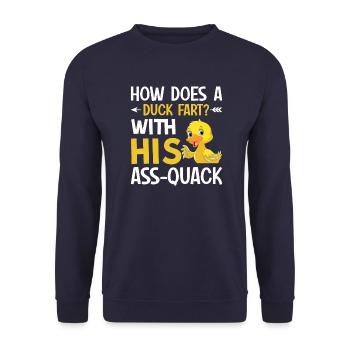 Duck family Rubber ducks Bathing duck Duck - Unisex Sweatshirt - navy - Front - Alina (178cm) & Michal (187cm)