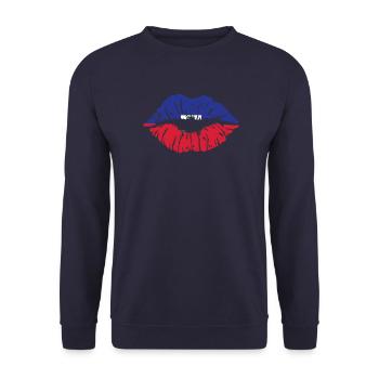 Haïti Heartbeat Flag Vintage Haïti Coeur - Sweat-shirt Unisexe - marine - Devant - Alina (178cm) & Michal (187cm)