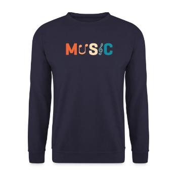 Vinyl Musiker Retro Musik Vinyl Vintage Musizieren - Unisex Pullover - Navy - Vorne - Alina (178cm) & Michal (187cm)