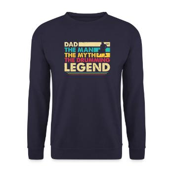 Schlagzeuger Vater Drummer Trommeln Papa - Unisex Pullover - Navy - Vorne - Alina (178cm) & Michal (187cm)