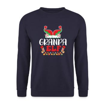 Grandpa Elf Christmas - Unisex Sweatshirt - navy - Front - Alina (178cm) & Michal (187cm)