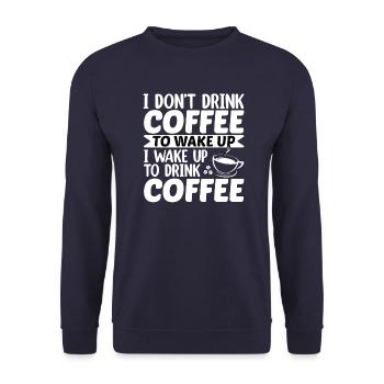 Café Sarcasme Amis Bonheur Joie Cappuccino - Sweat-shirt Unisexe - marine - Devant - Alina (178cm) & Michal (187cm)