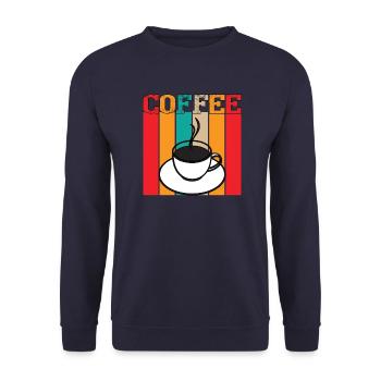 Kaffee Sarkasmus Freunde Glück Freude Cappuccino - Unisex Pullover - Navy - Vorne - Alina (178cm) & Michal (187cm)