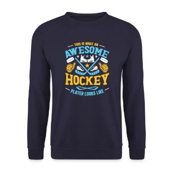 Eishockey Verein Team Sport Geschenk - Unisex Pullover - Navy - Vorne - Alina (178cm) & Michal (187cm)