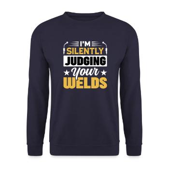 Welder Profession Heat Steel Gas TIG MAG Welding - Unisex Sweatshirt - navy - Front - Alina (178cm) & Michal (187cm)