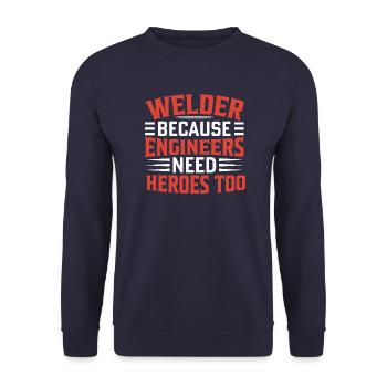 Welder Profession Heat Steel Gas TIG MAG Welding - Unisex Sweatshirt - navy - Front - Alina (178cm) & Michal (187cm)