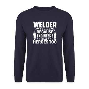 Welder Profession Heat Steel Gas TIG MAG Welding - Unisex Sweatshirt - navy - Front - Alina (178cm) & Michal (187cm)