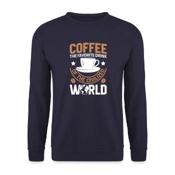 Café Sarcasme Amis Bonheur Joie Cappuccino - Sweat-shirt Unisexe - marine - Devant - Alina (178cm) & Michal (187cm)
