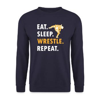 Wrestling Ringen Wrestler Ringer Geschenk - Unisex Pullover - Navy - Vorne - Alina (178cm) & Michal (187cm)
