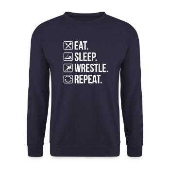 Wrestling Ringen Wrestler Ringer Geschenk - Unisex Pullover - Navy - Vorne - Alina (178cm) & Michal (187cm)
