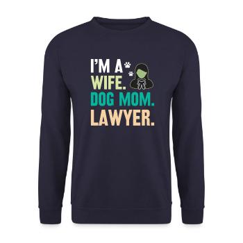 Ehefrau Hundebesitzerin Anwältin Juristin - Unisex Pullover - Navy - Vorne - Alina (178cm) & Michal (187cm)