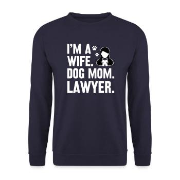Ehefrau Hundebesitzerin Anwältin Juristin - Unisex Pullover - Navy - Vorne - Alina (178cm) & Michal (187cm)