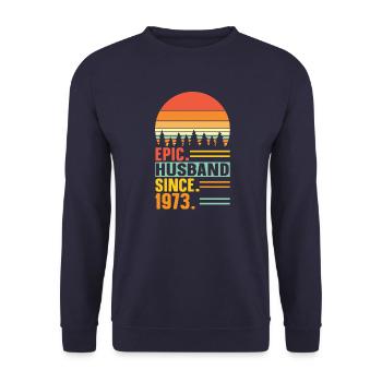 Best Husband Since 1973 - Anniversary Gift - Unisex Sweatshirt - navy - Front - Alina (178cm) & Michal (187cm)