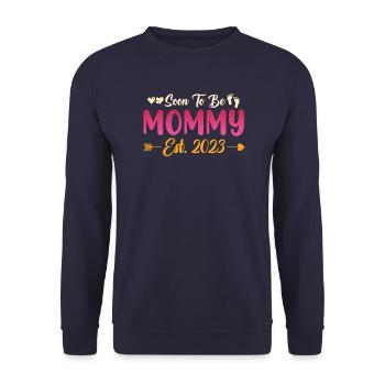 Maman 23 Annonce Mère Bébé Futur maman 2023 - Sweat-shirt Unisexe - marine - Devant - Alina (178cm) & Michal (187cm)