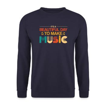Vinyl Musiker Retro Musik Vinyl Vintage Musizieren - Unisex Pullover - Navy - Vorne - Alina (178cm) & Michal (187cm)