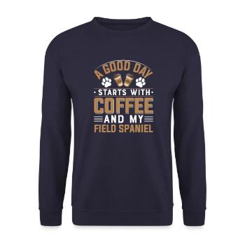 Field Spaniel Kaffee Trinken Koffein Hunderasse - Unisex Pullover - Navy - Vorne - Alina (178cm) & Michal (187cm)
