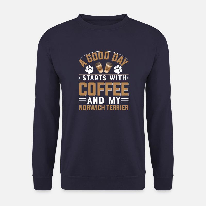 Norwich Terrier Kaffee Trinken Koffein Pfote Hunde - Unisex Pullover - Navy