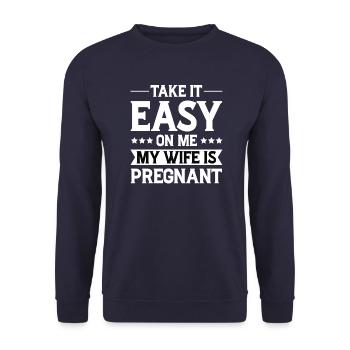 Femme enceinte Drôle de cadeau Drôle - Sweat-shirt Unisexe - marine - Devant - Alina (178cm) & Michal (187cm)