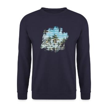 Palm trees - Unisex Sweatshirt - navy - Front - Alina (178cm) & Michal (187cm)