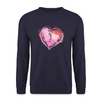 Herz - Unisex Pullover - Navy - Vorne - Alina (178cm) & Michal (187cm)