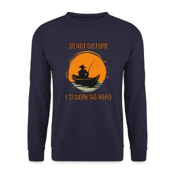 Passionate fisherman: Do not disturb, hard E - Unisex Sweatshirt - navy - Front - Alina (178cm) & Michal (187cm)