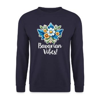 BAVARIAN VIBES BLUMENSTRAUSS - Unisex Pullover - Navy - Vorne - Alina (178cm) & Michal (187cm)