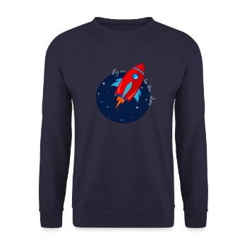 Die rote Rakete fliegt ins All - Unisex Pullover - Navy - Vorne - Alina (178cm) & Michal (187cm)