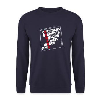 Human Religion Humanity Against Hate - Unisex Sweatshirt - navy - Front - Alina (178cm) & Michal (187cm)