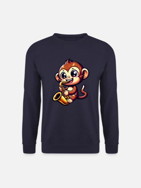 Monkey Saxophone Jazz Music Musician - Unisex Sweatshirt - navy