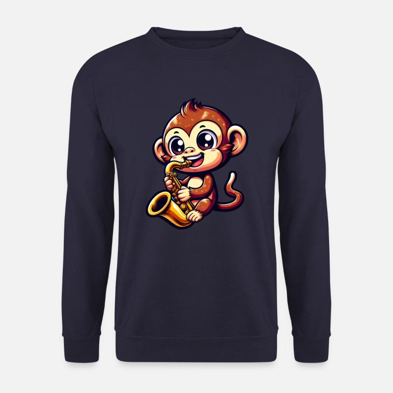 Affe Saxofon Jazz Musik Musiker - Unisex Pullover - Navy
