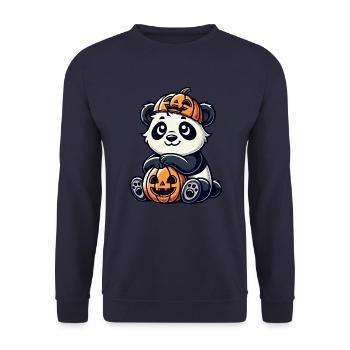 Mignon Halloween Pingouin Fantaisiste Dessin animé Citrouille - Sweat-shirt Unisexe - marine - Devant - Alina (178cm) & Michal (187cm)