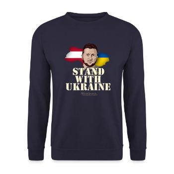 Ukraine Autriche Supporters T-Shirt Design - Sweat-shirt Unisexe - marine - Devant - Alina (178cm) & Michal (187cm)