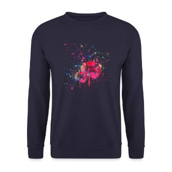 Blume,Pusteblume,bunt,aquarell,malerei,art - Unisex Pullover - Navy - Vorne - Alina (178cm) & Michal (187cm)
