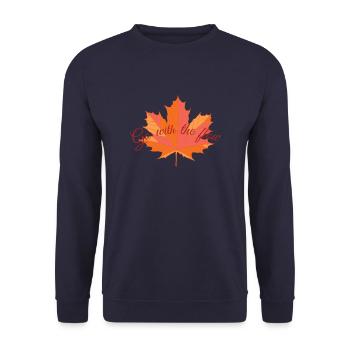 Ahornblatt “Go with the Flow” - Unisex Pullover - Navy - Vorne - Alina (178cm) & Michal (187cm)
