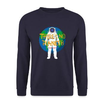 There is no Planet B slogan with astronaut - Unisex Sweatshirt - navy - Front - Alina (178cm) & Michal (187cm)