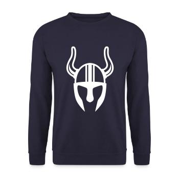 Viking Helmet - Unisex Sweatshirt - navy - Front - Alina (178cm) & Michal (187cm)