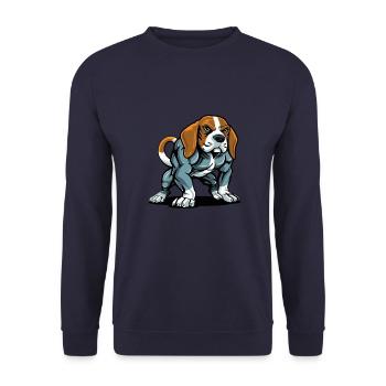 Beagle Dog Muscles Bodybuilding - Unisex Sweatshirt - navy - Front - Alina (178cm) & Michal (187cm)