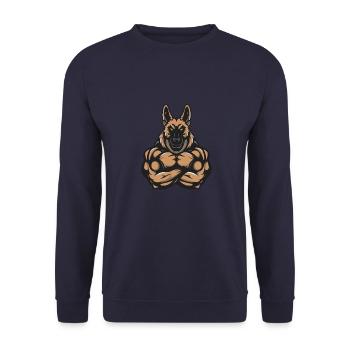 Berger Allemand Chien Muscles Musculation - Sweat-shirt Unisexe - marine - Devant - Alina (178cm) & Michal (187cm)