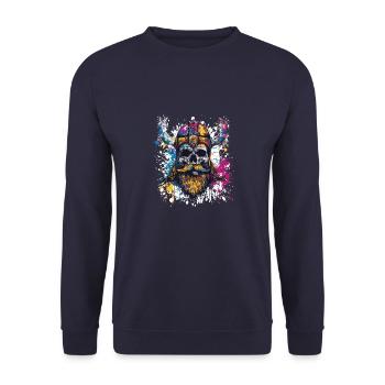 Viking Skull - Unisex Sweatshirt - navy - Front - Alina (178cm) & Michal (187cm)
