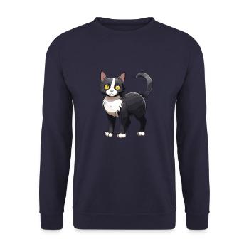 Katze Niedlich - Unisex Pullover - Navy - Vorne - Alina (178cm) & Michal (187cm)