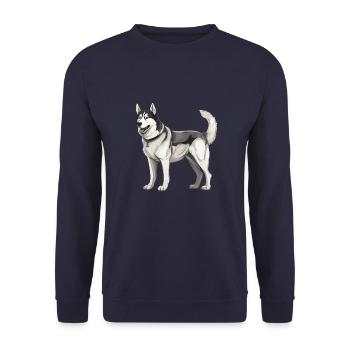 Husky Dog - Unisex Sweatshirt - navy - Front - Alina (178cm) & Michal (187cm)