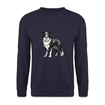 Border Collie Hund - Unisex Pullover - Navy - Vorne - Alina (178cm) & Michal (187cm)