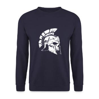 Spartaner Gladiator Totenkopf - Unisex Pullover - Navy - Vorne - Alina (178cm) & Michal (187cm)
