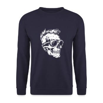 Punker Totenkopf - Unisex Pullover - Navy - Vorne - Alina (178cm) & Michal (187cm)