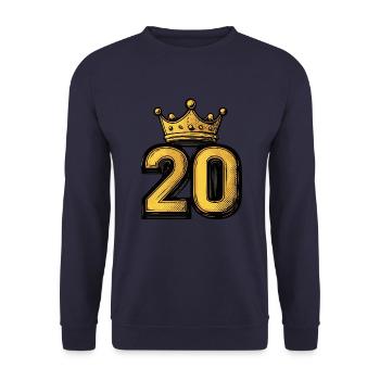 20 Zahl Krone - Unisex Pullover - Navy - Vorne - Alina (178cm) & Michal (187cm)
